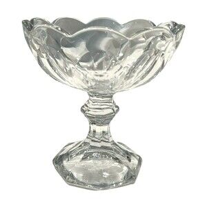 Vintage Heisey Puritan Clear Glass "Colonial" Textured Round Compote Dish